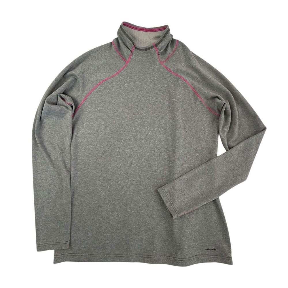 Patagonia Capilene 3 Midweight T-Neck Fog X-dye Women Large Gray Long Sleeve Top